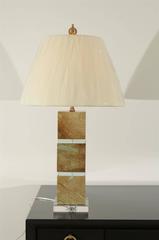 Restored Pair of Modern Lamps in Jade and Crystal
