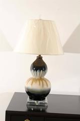 Elegant Pair of Drip Glaze Ceramic Double Gourd Lamps