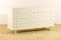 Modern Eight-Drawer Chest Restored in Cream Lacquer