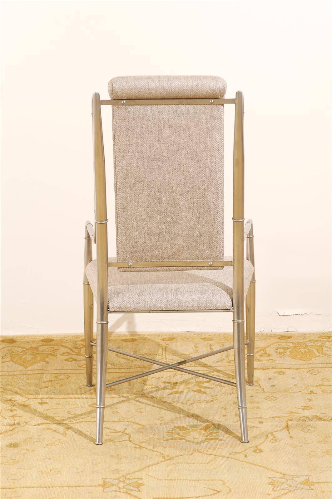 Unique Set of Eight Pewter Dining Chairs by Mastercraft 1