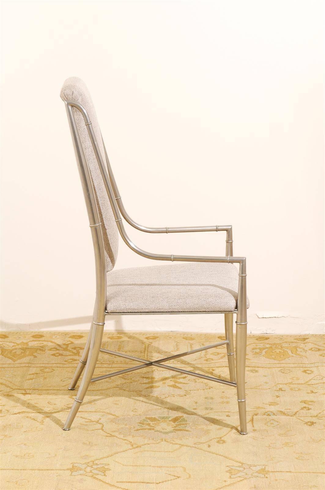 Late 20th Century Unique Set of Eight Pewter Dining Chairs by Mastercraft