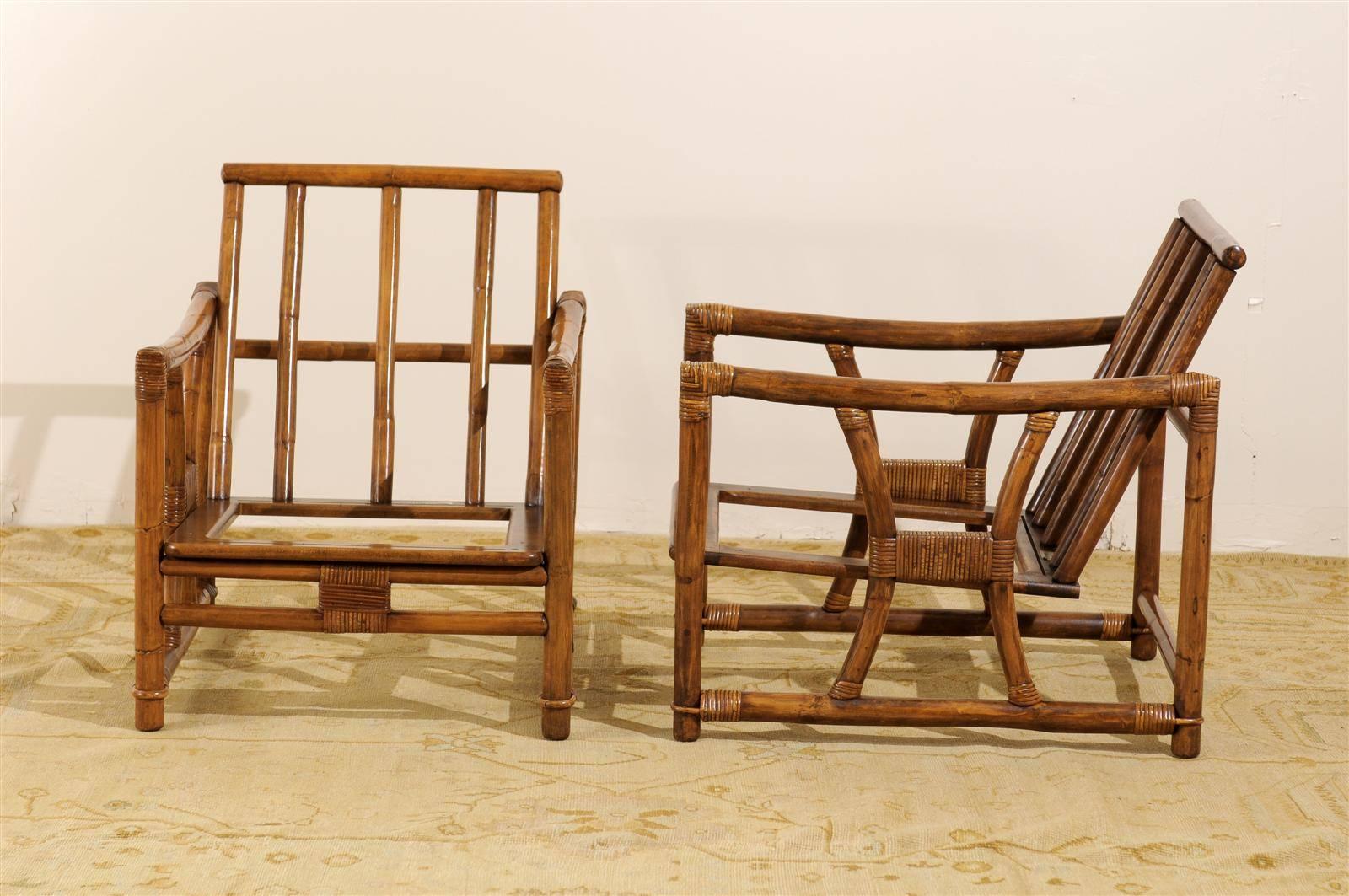 Mid-20th Century Restored Pair of Vintage Cube Loungers by Ficks Reed