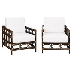 Incredible Restored Pair of Cordovan Tortoiseshell Emperor's Cube Loungers