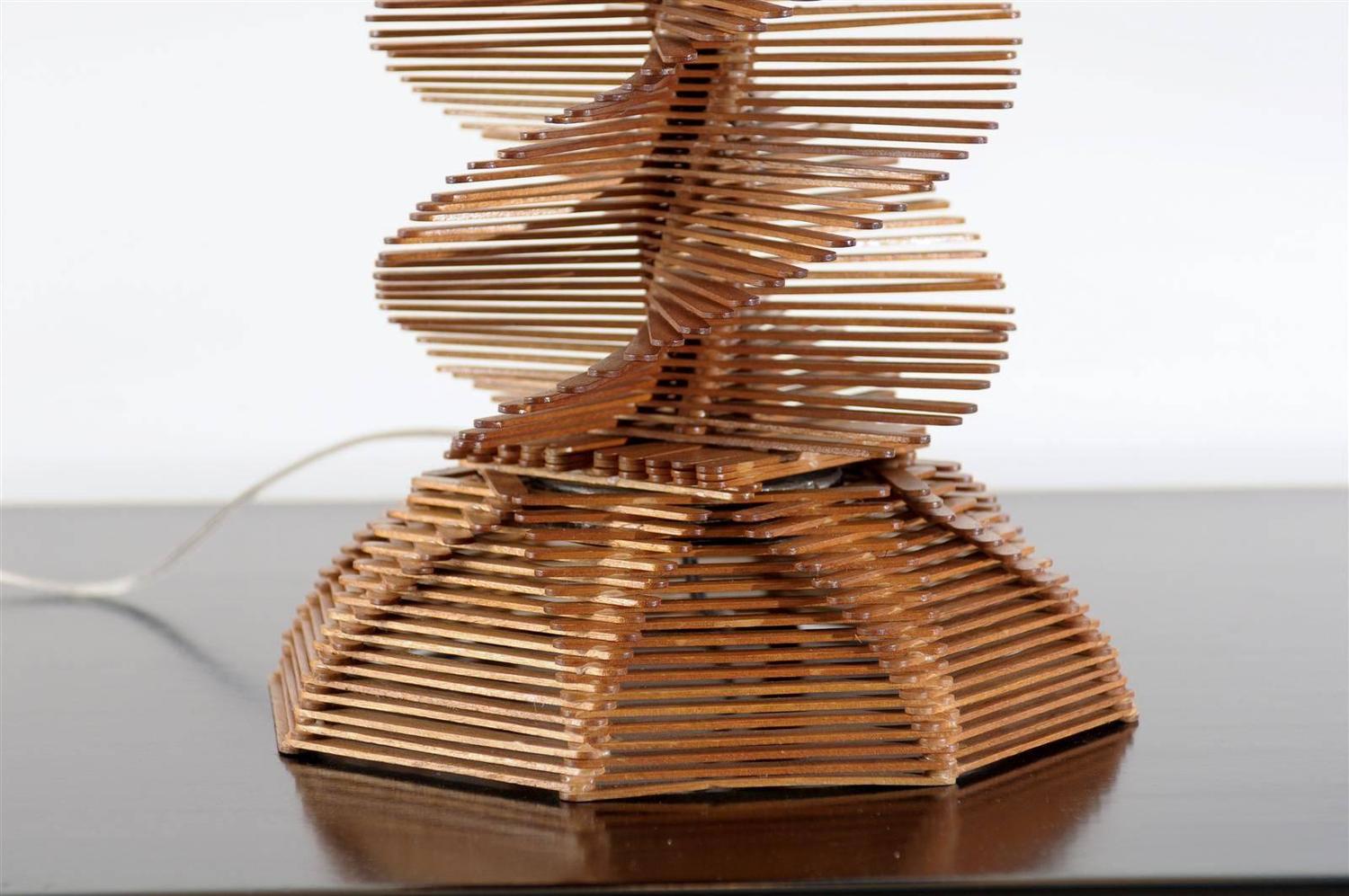 Restored Pair of Vintage Popsicle Stick Helix Lamps For Sale at 1stdibs