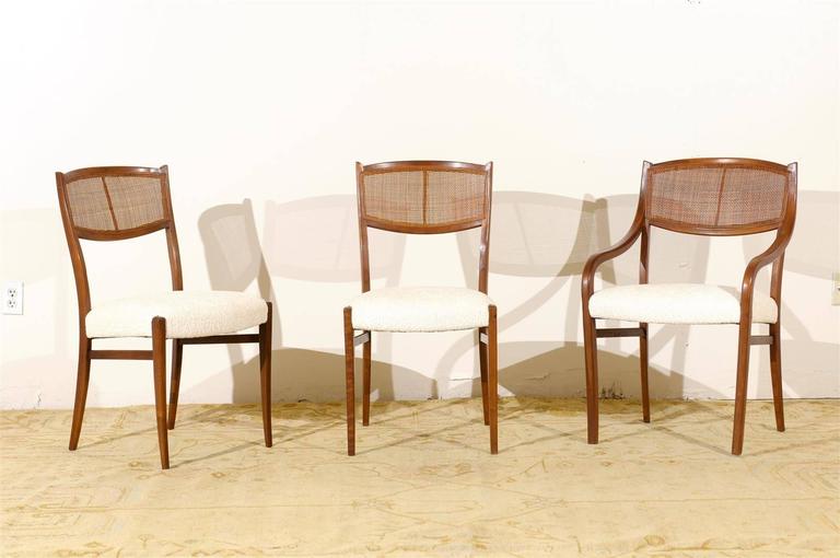 Regal Set of Six Walnut and Cane Dining Chairs For Sale at 1stdibs