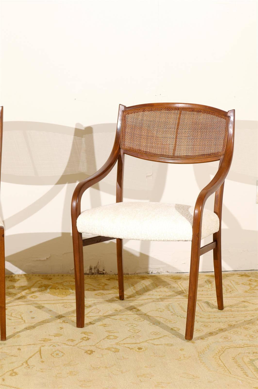 An Incredible Set of 10 Walnut Cane Dining Chairs by Barney Flagg, circa 1960 1