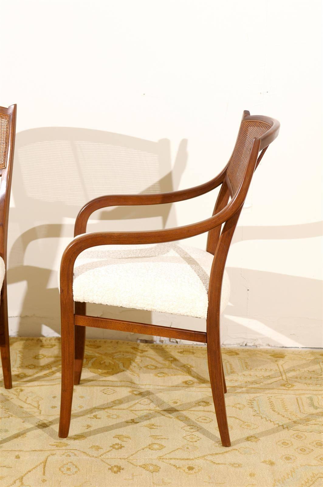 Mid-20th Century An Incredible Set of 10 Walnut Cane Dining Chairs by Barney Flagg, circa 1960