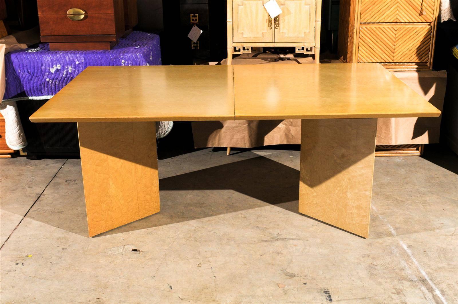 Late 20th Century Gorgeous Knife Edge Extension Dining or Conference Table in Bird's-Eye Maple For Sale