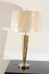 Exquisite Pair of Etched Tornado Lamps in Brass and Nickel