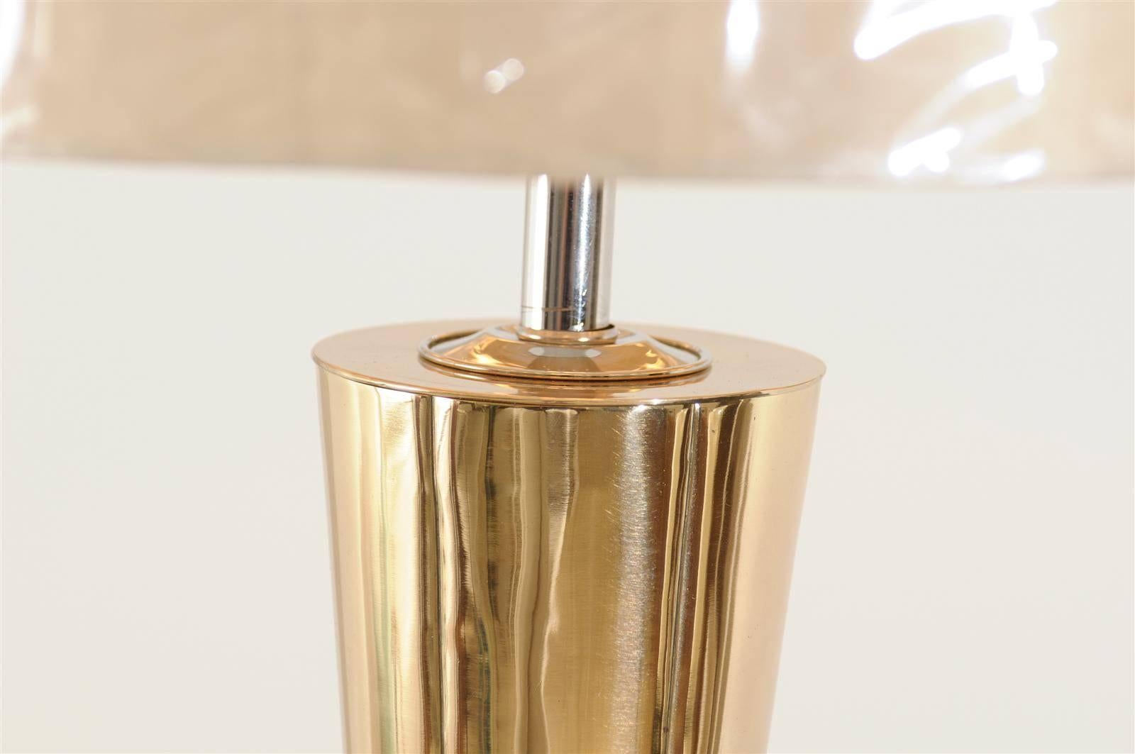 Exquisite Pair of Etched Tornado Lamps in Brass and Nickel For Sale 2