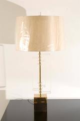 Restored Pair of Vintage Lucite and Brass Lamps by Laurel