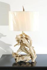 Restored Pair of Large-Scale Vintage Driftwood Lamps in Gesso