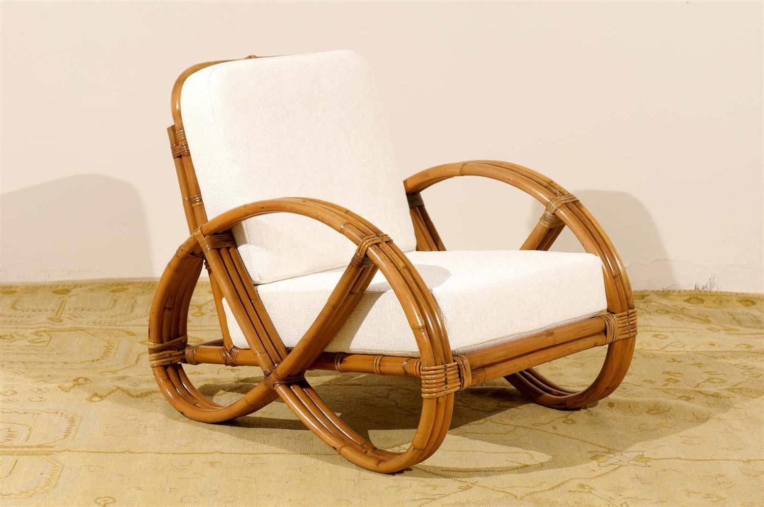 Restored Pair of Vintage Rattan Pretzel Lounge Chairs at 1stdibs