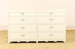 Stellar Restored Eight-Drawer Chest by Baker in Cream Lacquer, circa 1970