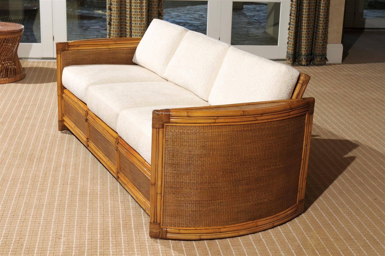 Late 20th Century Exceptional Restored Vintage Rattan Sofa