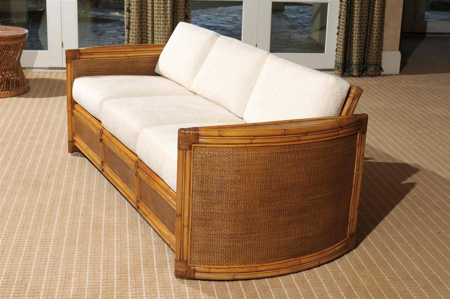 Exceptional Restored Vintage Rattan Sofa For Sale at 1stdibs