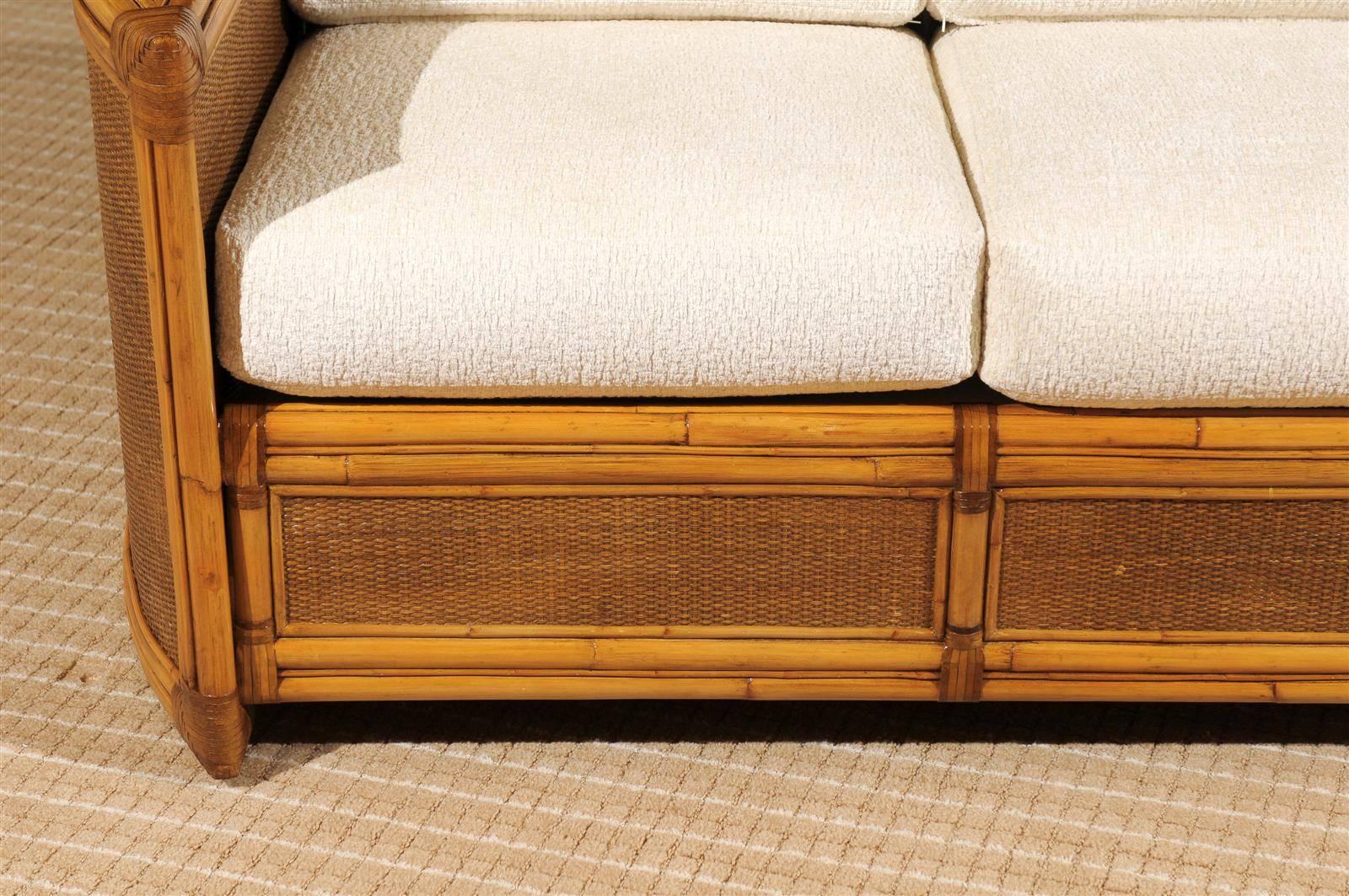 Exceptional Restored Vintage Rattan Sofa In Excellent Condition In Atlanta, GA