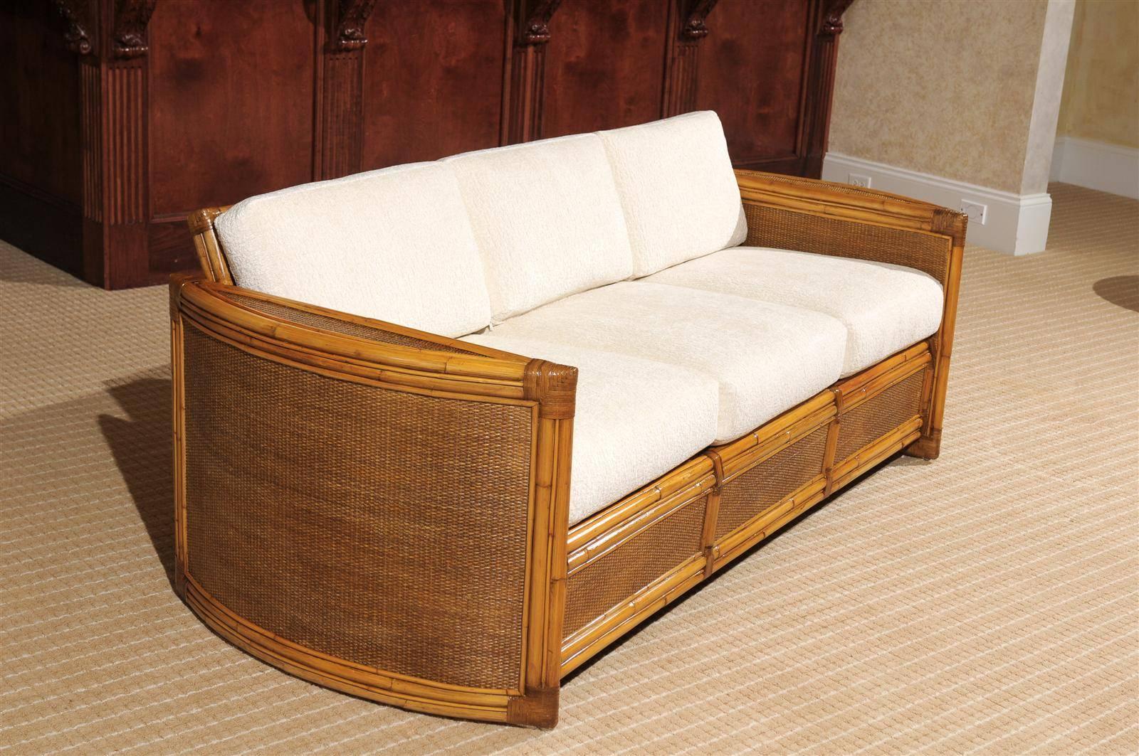 Unknown Exceptional Restored Vintage Rattan Sofa