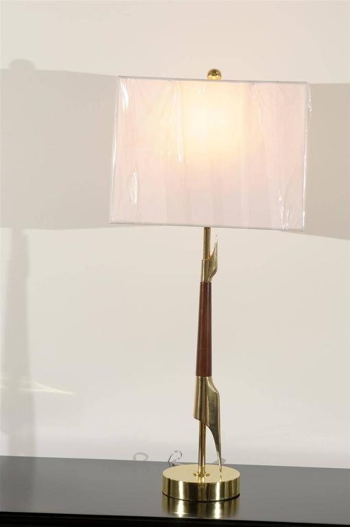 Red Pair Of Elegant Rembrandt Rocket Lamps In Walnut And Brass For At 1stdibs Elegant Rembrandt Rocket Lamps, Rembrandt Lampshade Restoration