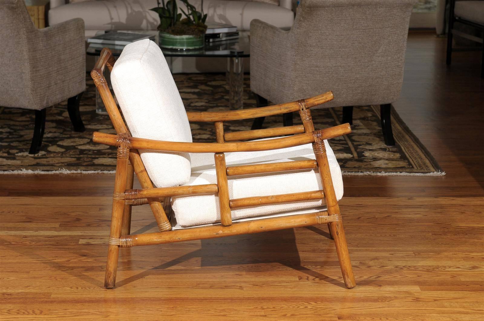 Rattan Restored Pair of Early Loungers by John Wisner for Ficks Reed