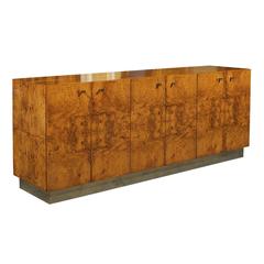 Exemplary Bookmatched Olivewood Credenza by Milo Baughman for Thayer Coggin
