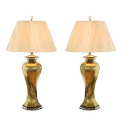 Retro Sculptural Pair of Twisted Modern Lamps in Brass and Nickel