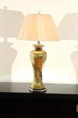 Skulpturales Paar gedrechselter moderner Lampen aus Messing und Nickel