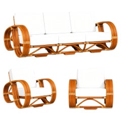 Spectacular Paul Frankl Style Art Deco 5-Strand Rattan and Cane Seating Set