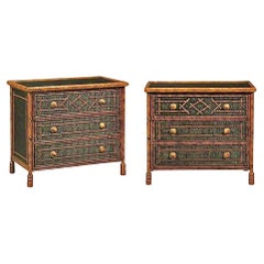 Coffre à cannes en rotin de bambou vintage British Colonial - Paire disponible Coffre à cannes en rotin de bambou vintage British Colonial - Paire disponible