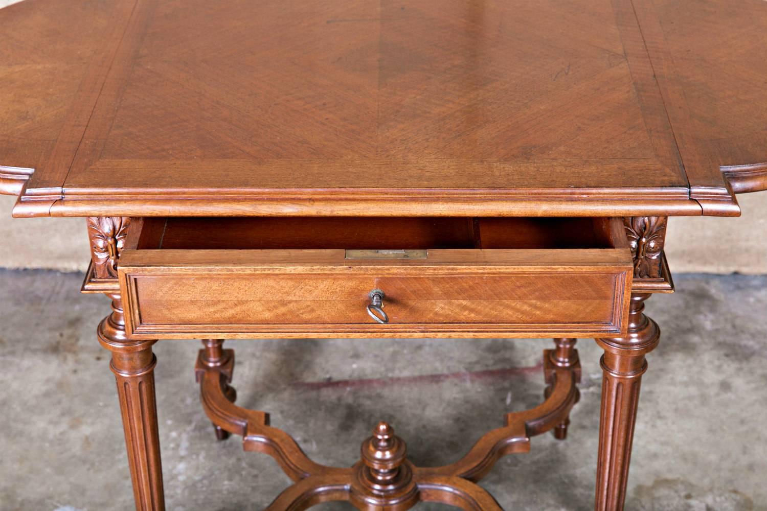 Louis XVI Style Drop-Leaf Side Table 1