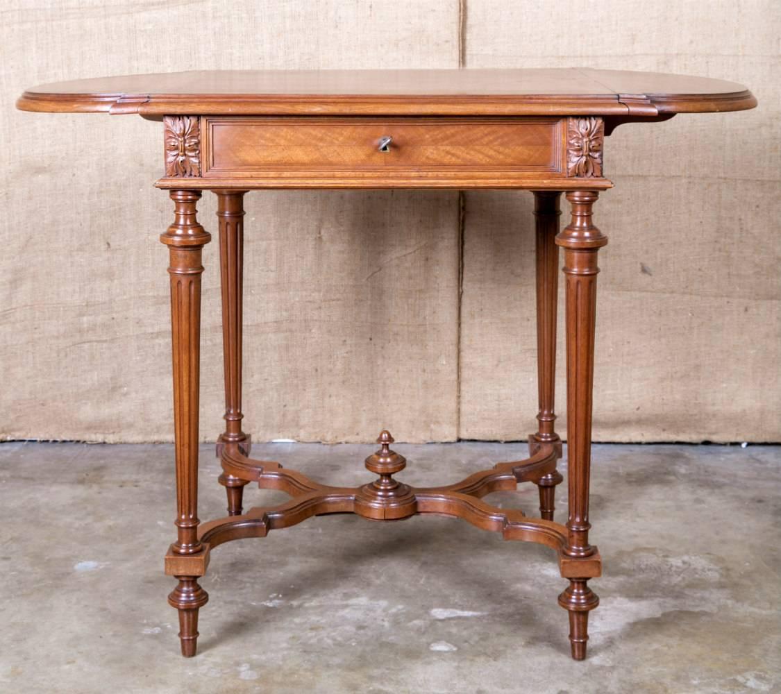 French Louis XVI Style Drop-Leaf Side Table
