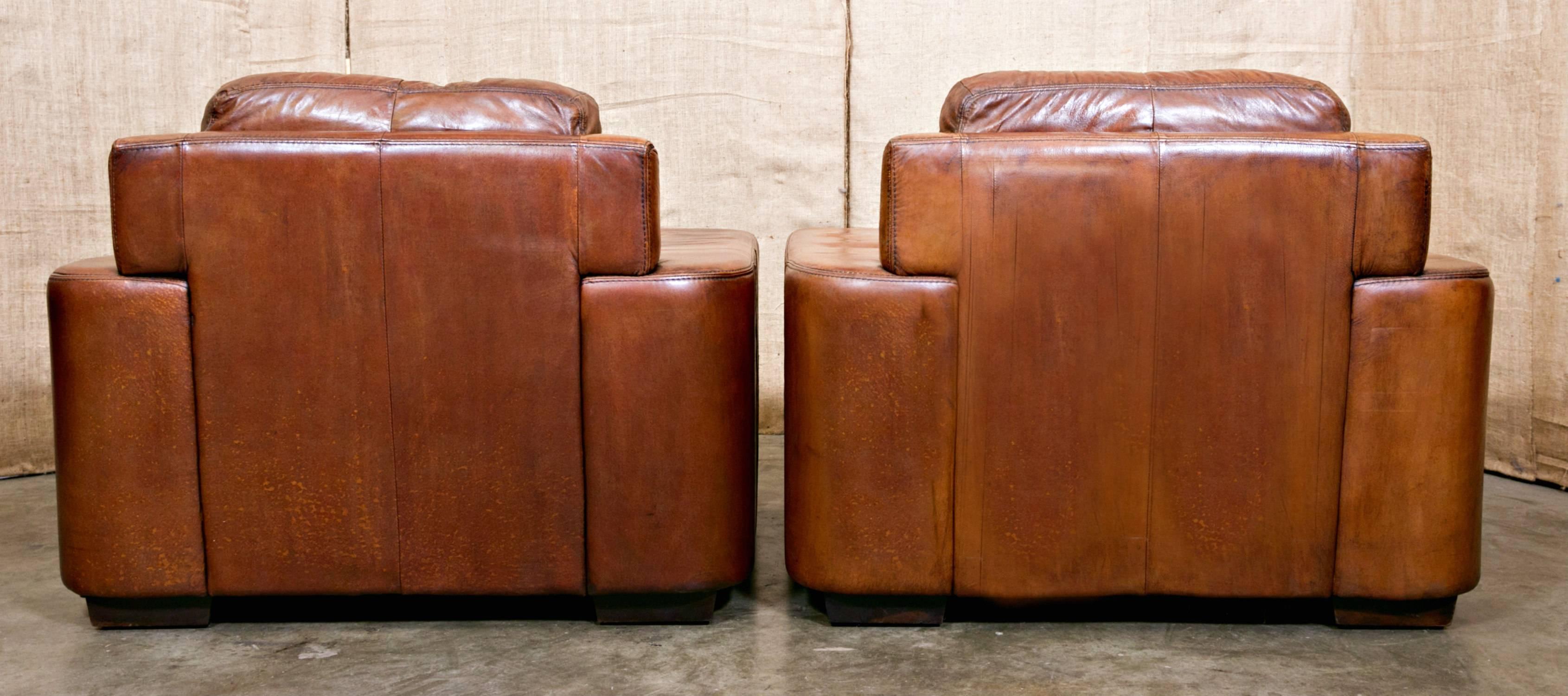 Pair of French Leather Club Chairs 6