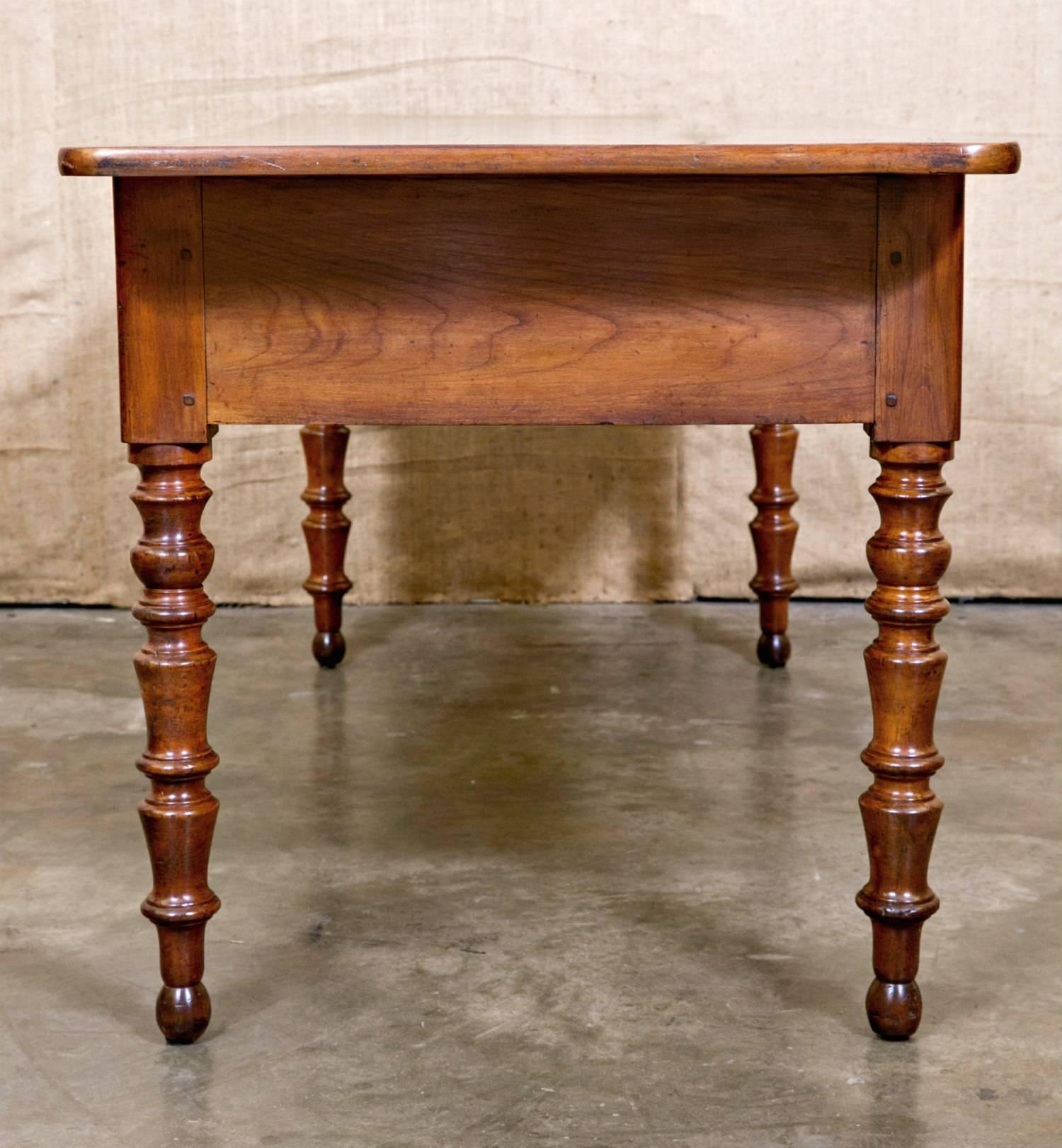 Antique French Period Louis Philippe Cherry Desk with Bookmatched Front 6