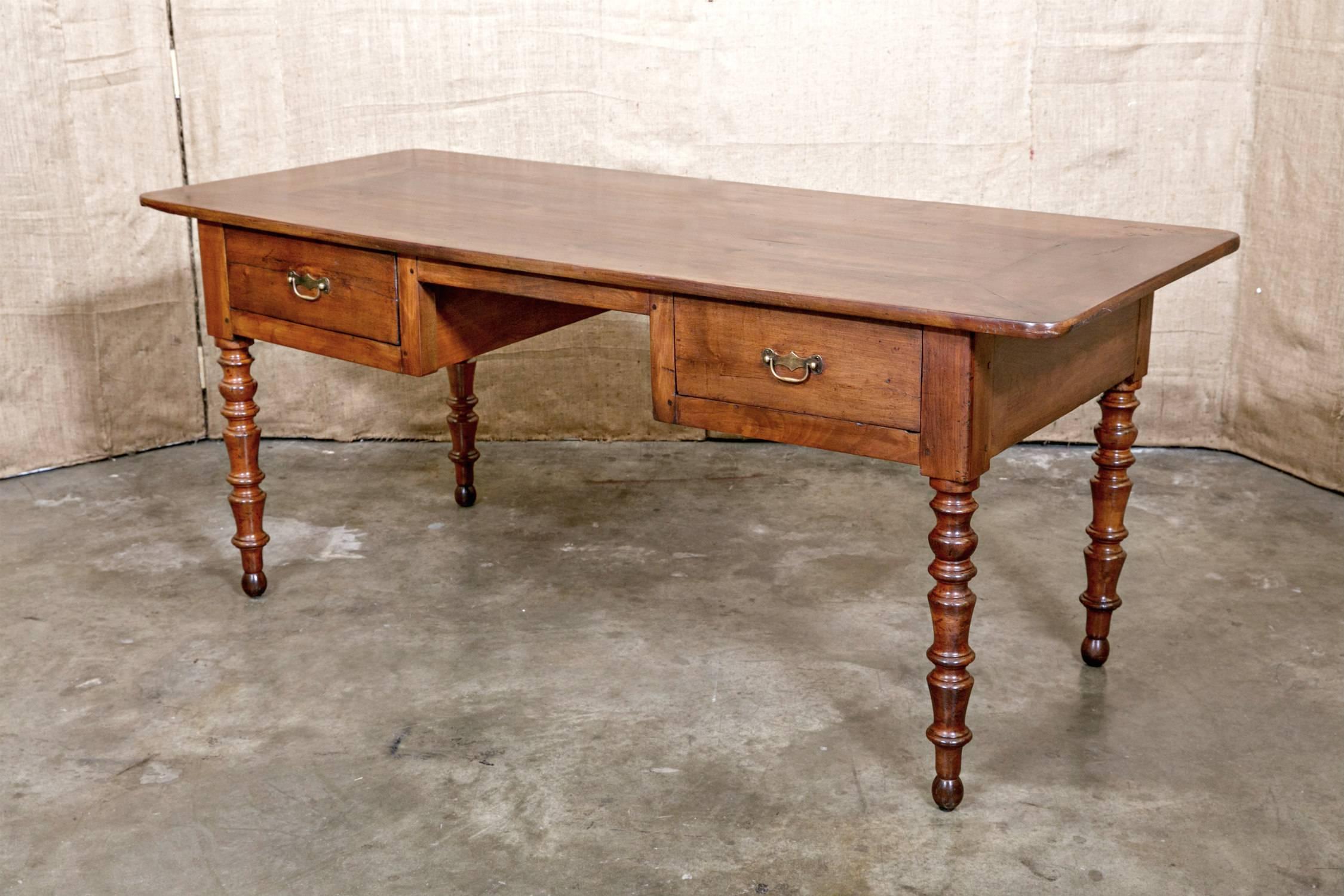 Antique French Period Louis Philippe Cherry Desk with Bookmatched Front 4