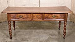 Antique French Period Louis Philippe Cherry Desk with Bookmatched Front