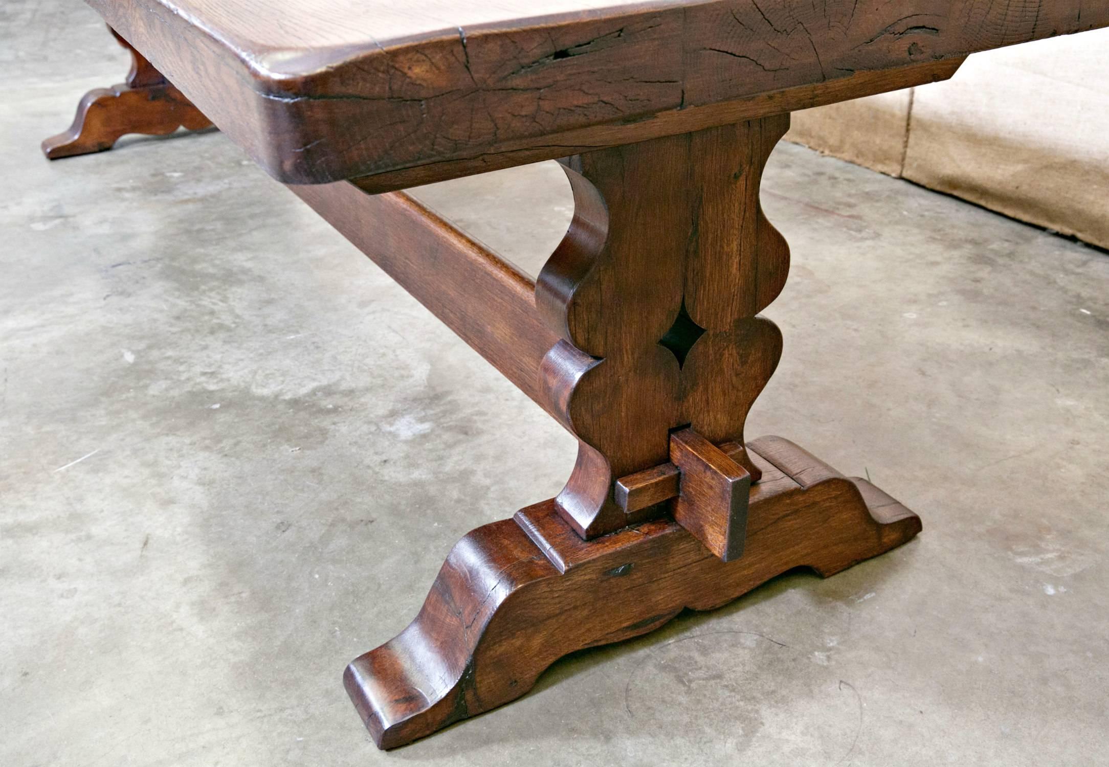 Solid Chestnut French Trestle Table, circa 1890s 3