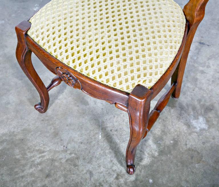 Set of Six Country French Ladder Back Chairs with Upholstered Seats at