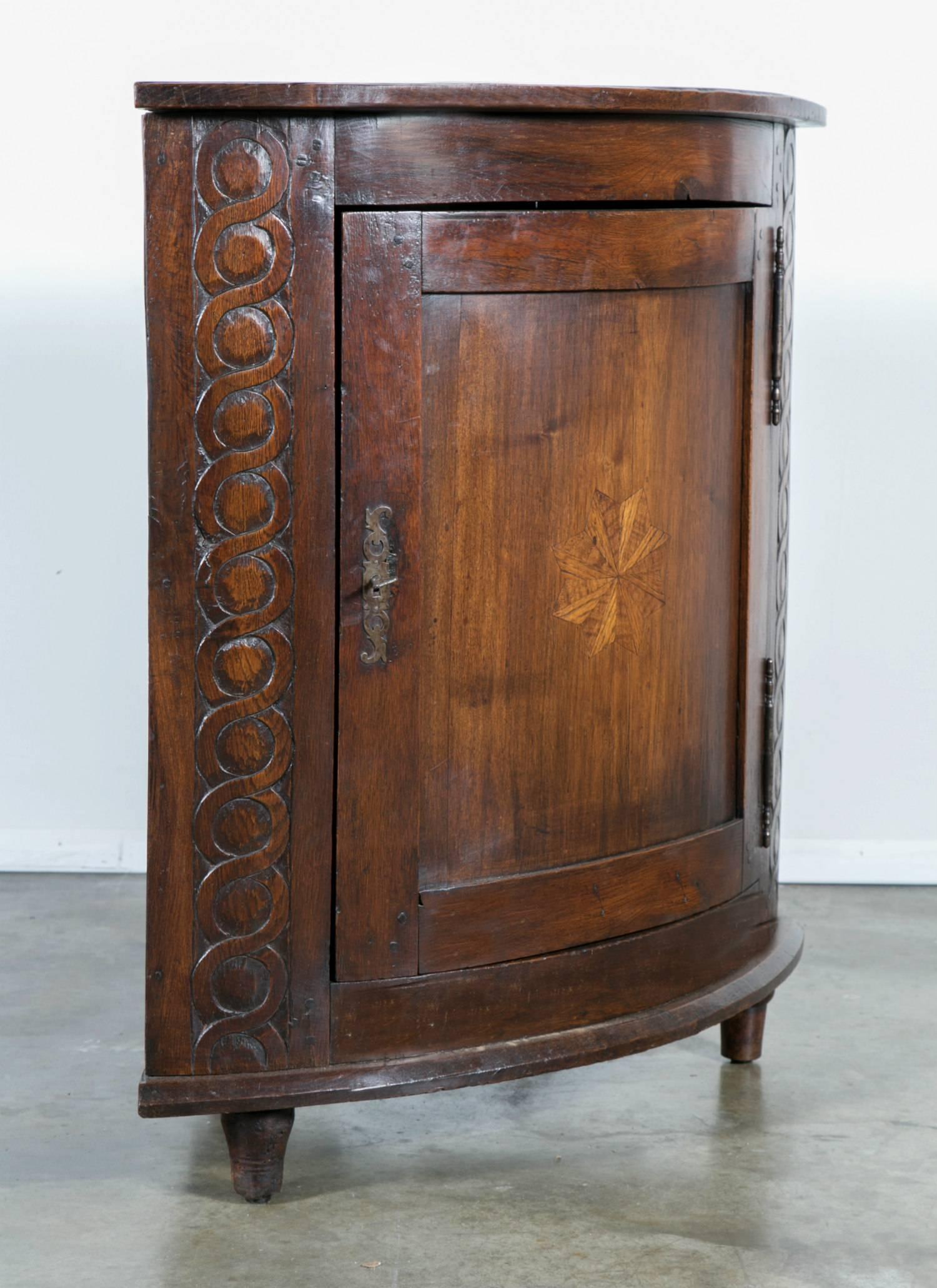 Oak 18th Century Country French Encoignure or Corner Cabinet