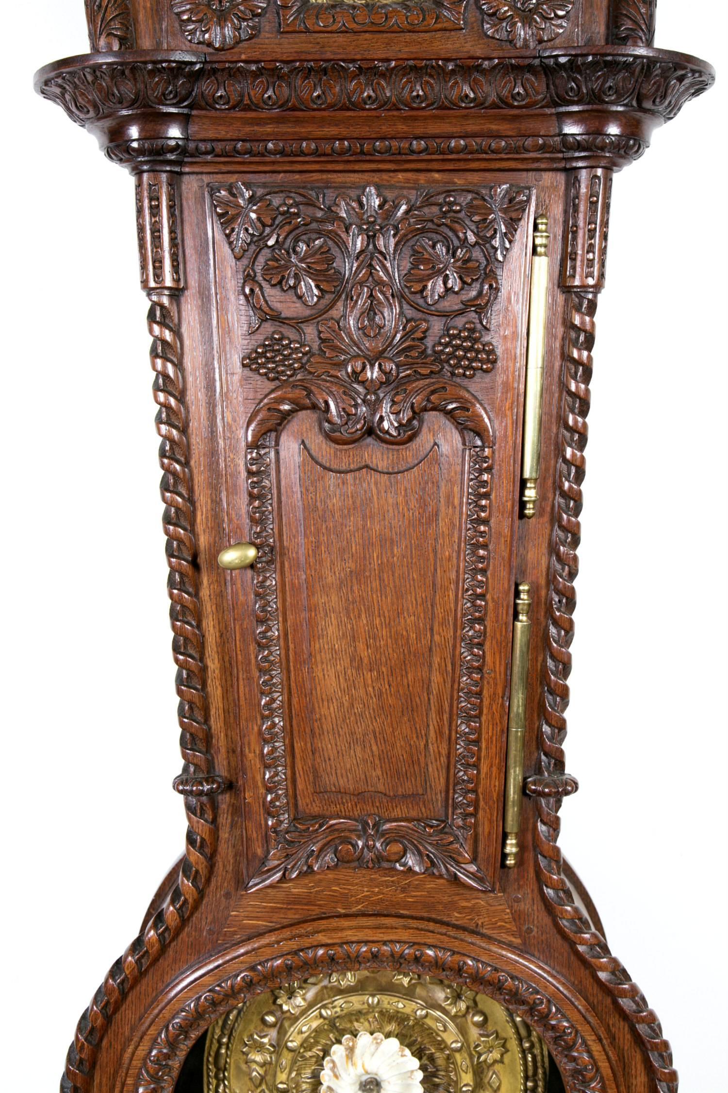 Début du 19ème siècle, horloge de style Louis XVI Demoiselle Marriage Longcase Clock 1