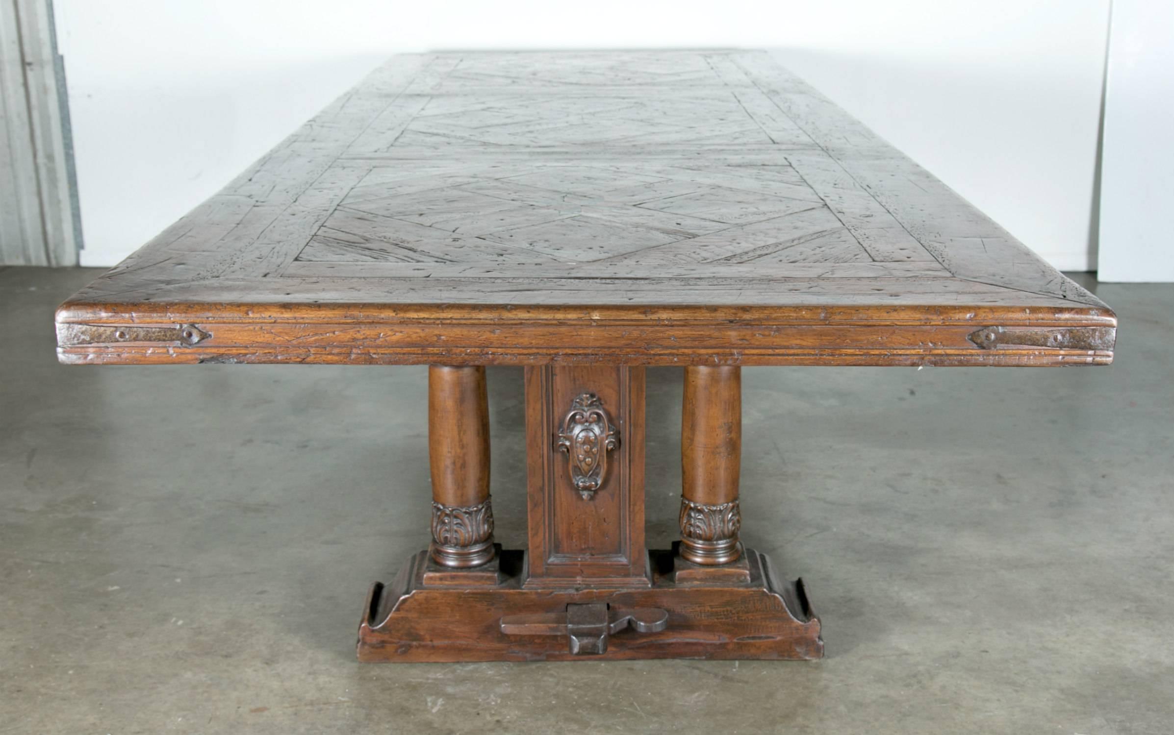 18th Century and Earlier Monumental French 18th Century Baluster Leg Chateau Trestle Table