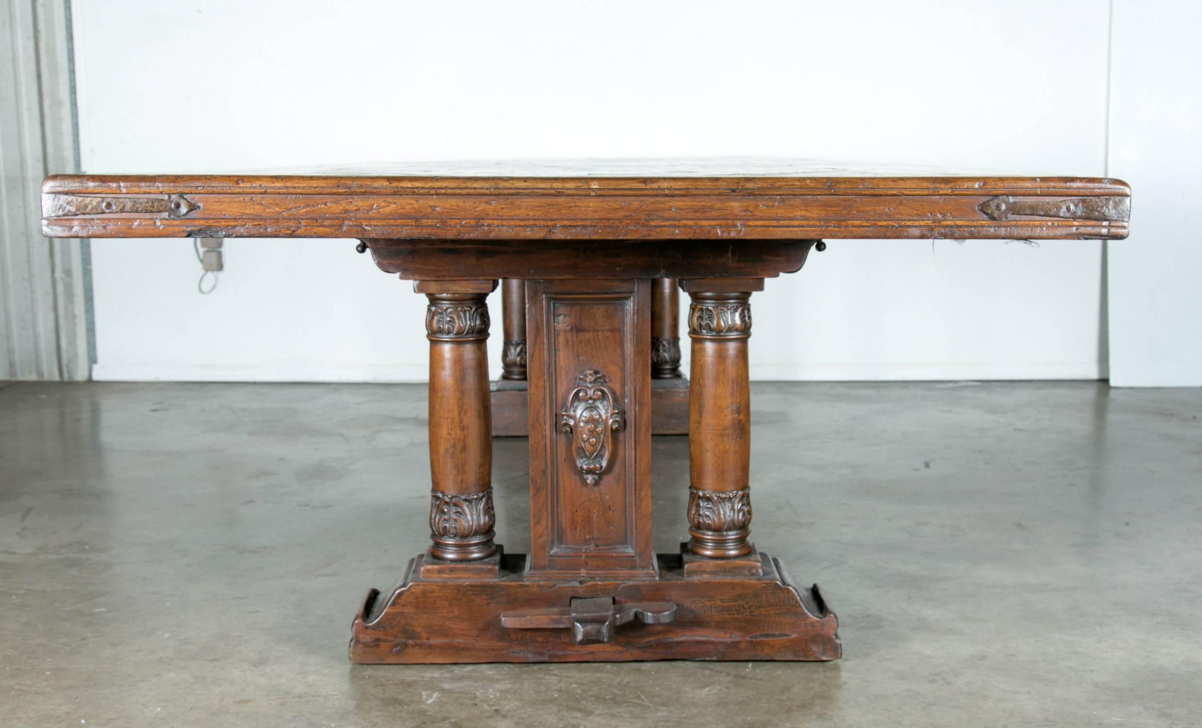 Monumental French 18th Century Baluster Leg Chateau Trestle Table 1