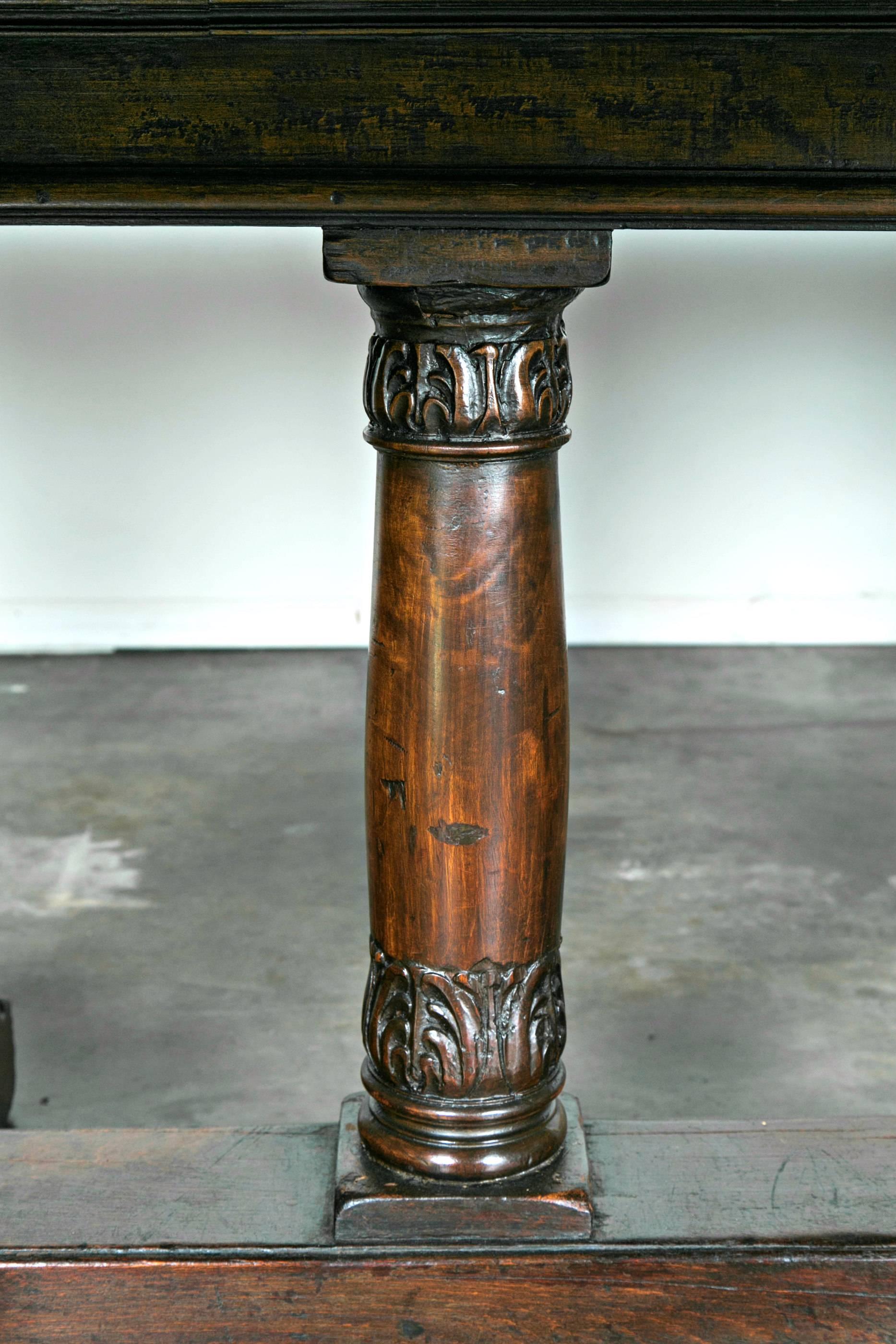 Monumental French 18th Century Baluster Leg Chateau Trestle Table 2