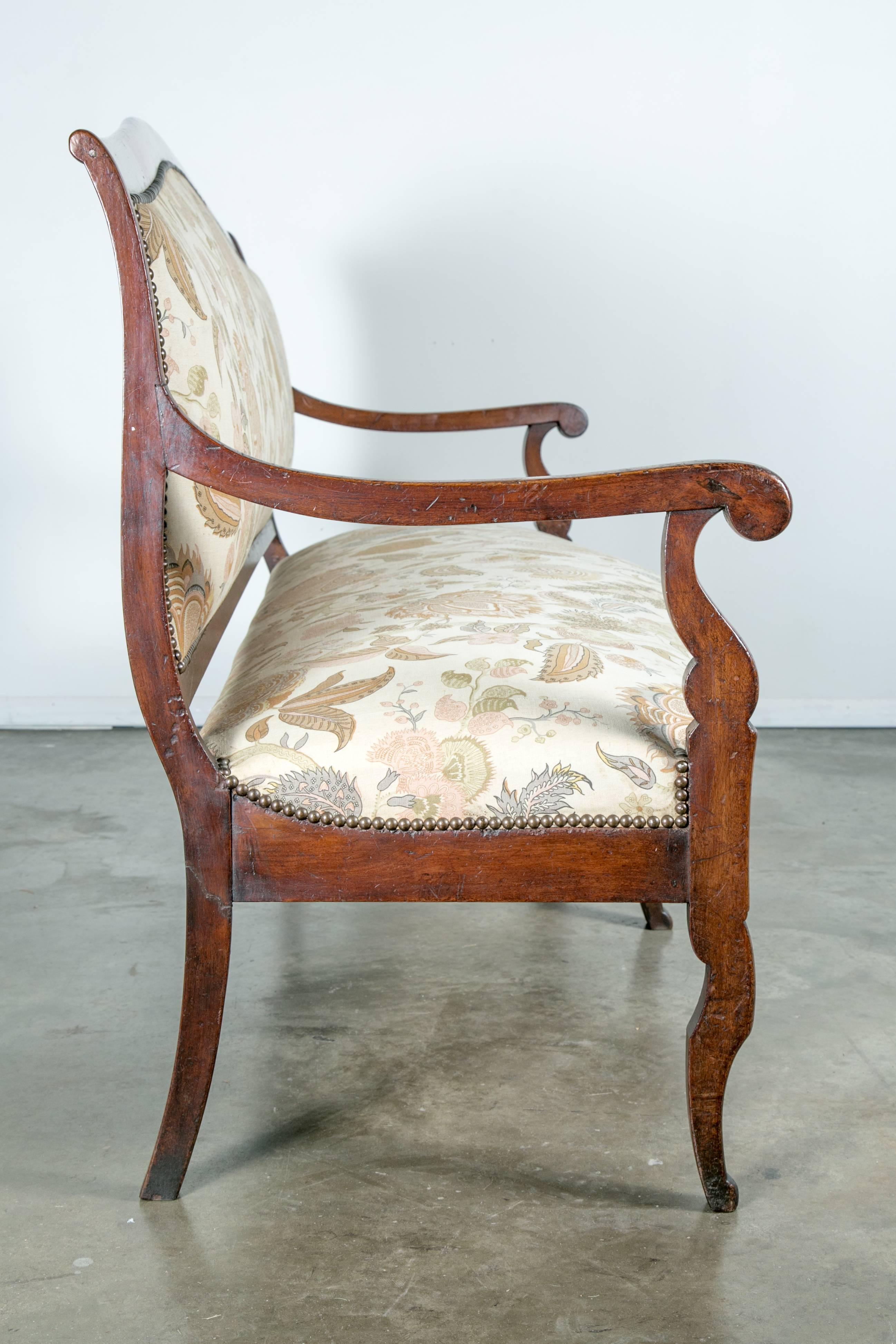 Upholstery French Restauration Period Walnut Sofa