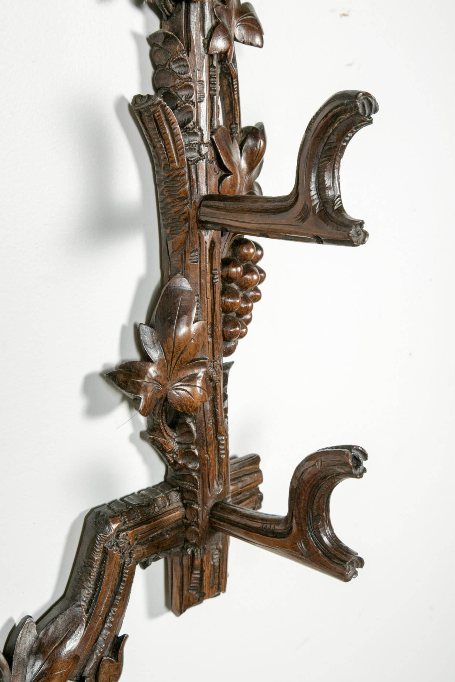 Hand-Carved Black Forest Stag Head Gun Rack 1