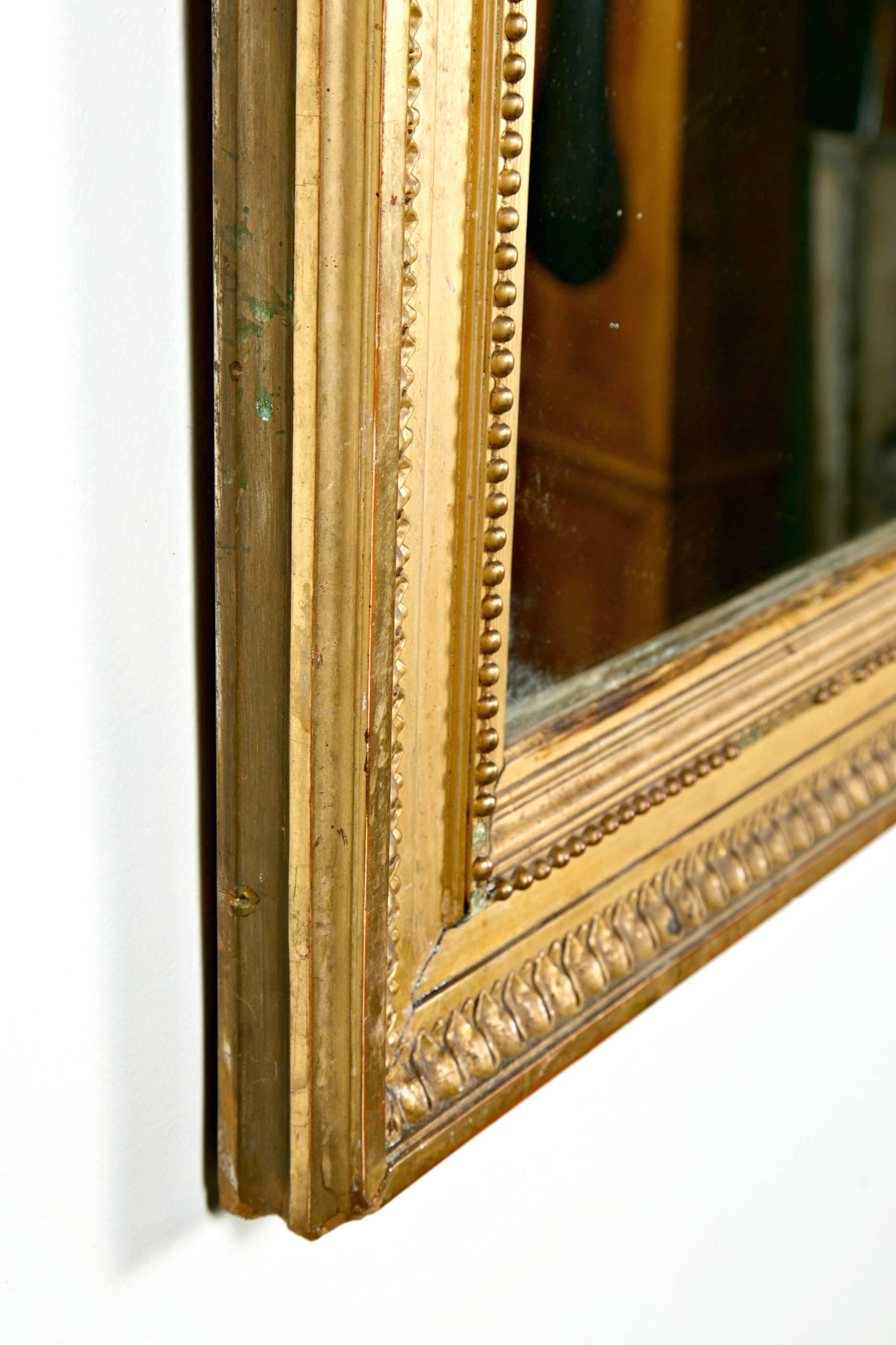 French Louis XVI Style Carved Giltwood Mirror, circa 1820s 2