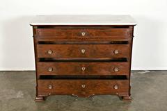 French Louis Philippe Bookmatched Burled Walnut Commode with Marble Top
