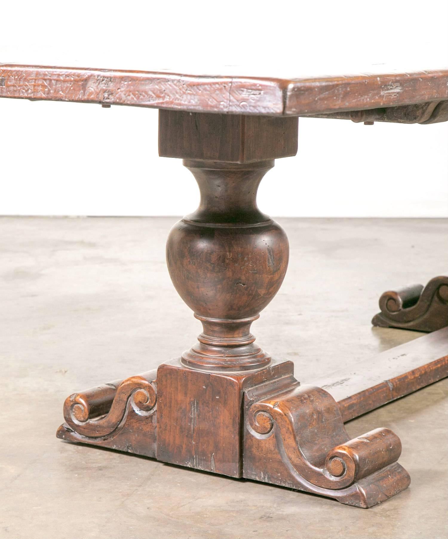 Monumental Early 19th Century Solid Walnut French Chateau Trestle Table 4