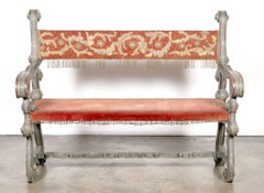 Pair of 18th Century Carved and Painted Baroque Tuscan Arm Benches