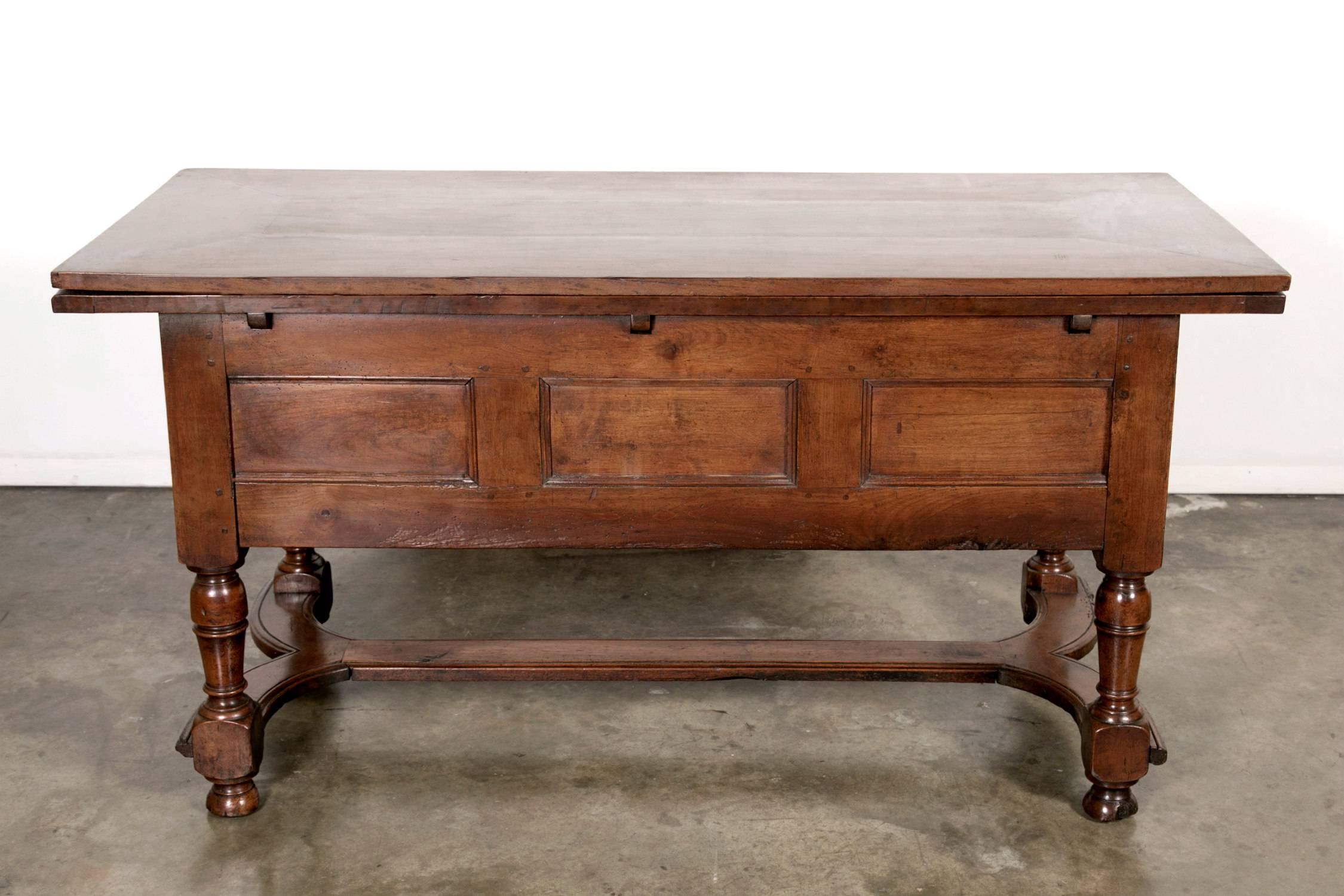 18th Century and Earlier 18th Century Solid Cherry Country French Draw Leaf Work or Pantry Table