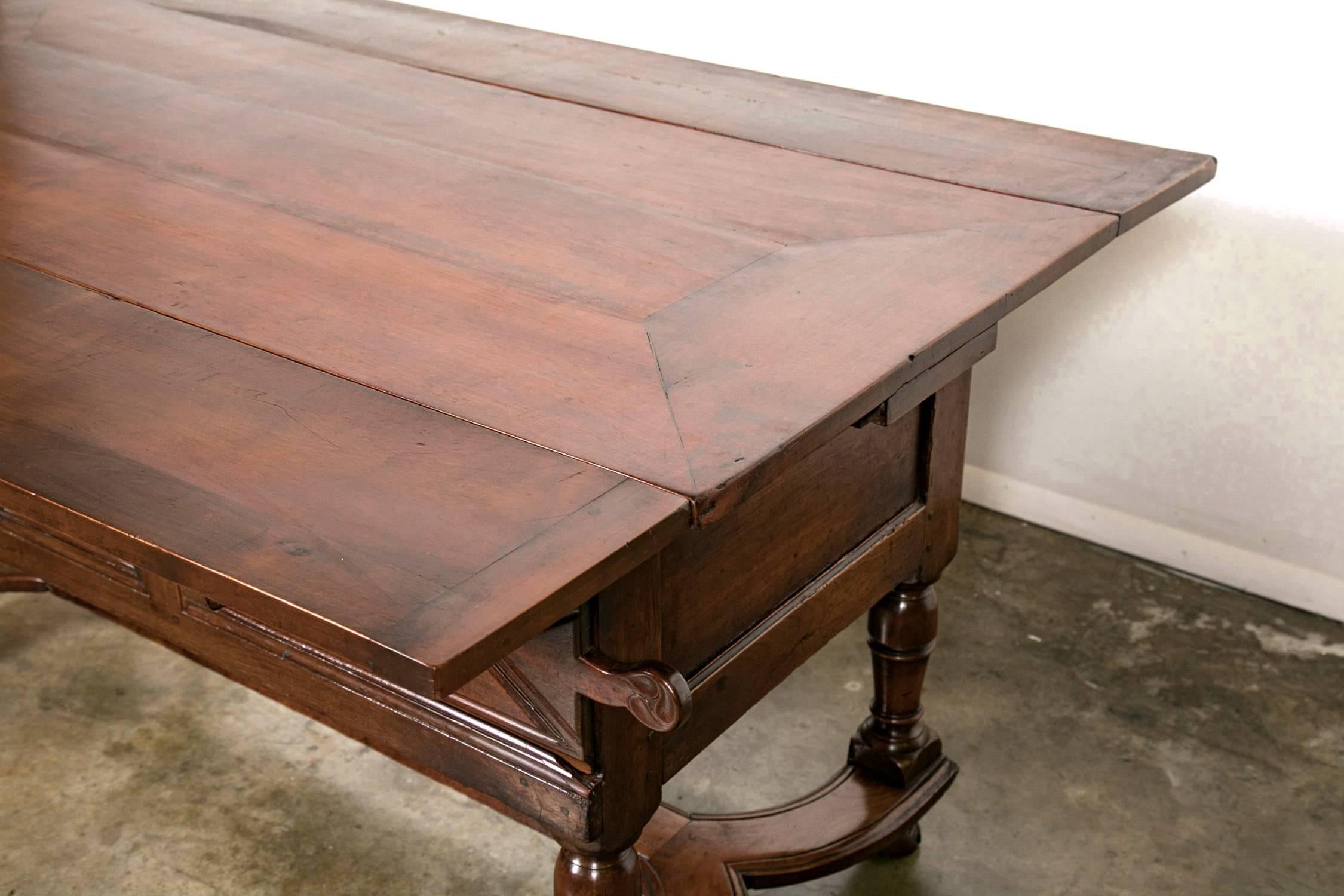 18th Century Solid Cherry Country French Draw Leaf Work or Pantry Table 2